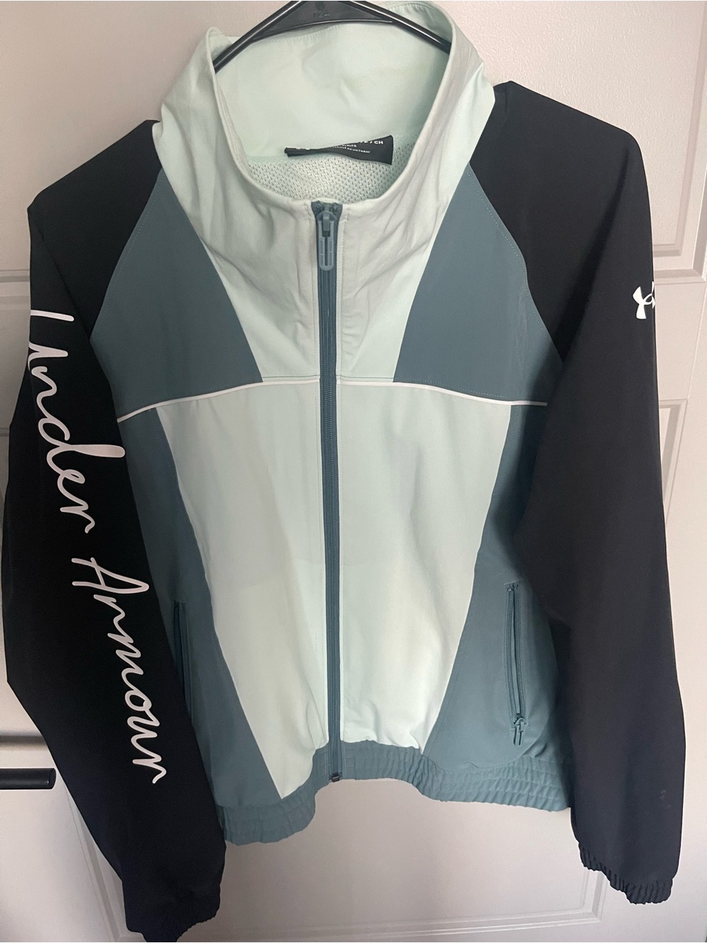 Under Armour Women’s Light Teal and Black Colorblock Bomber Jacket